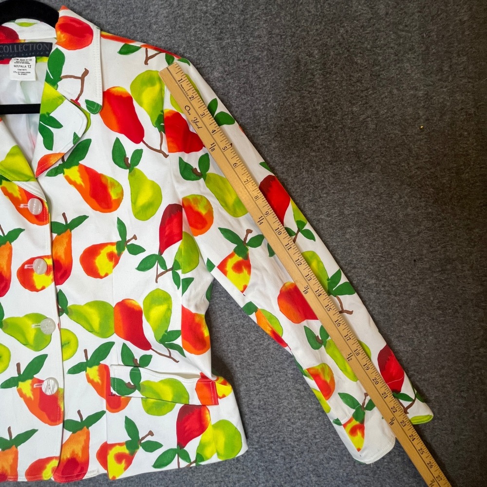 Harve Benard Pear Print Blazer Womens 12 Fruitcore Kitschy Pop Art Eclectic - Picture 15 of 15